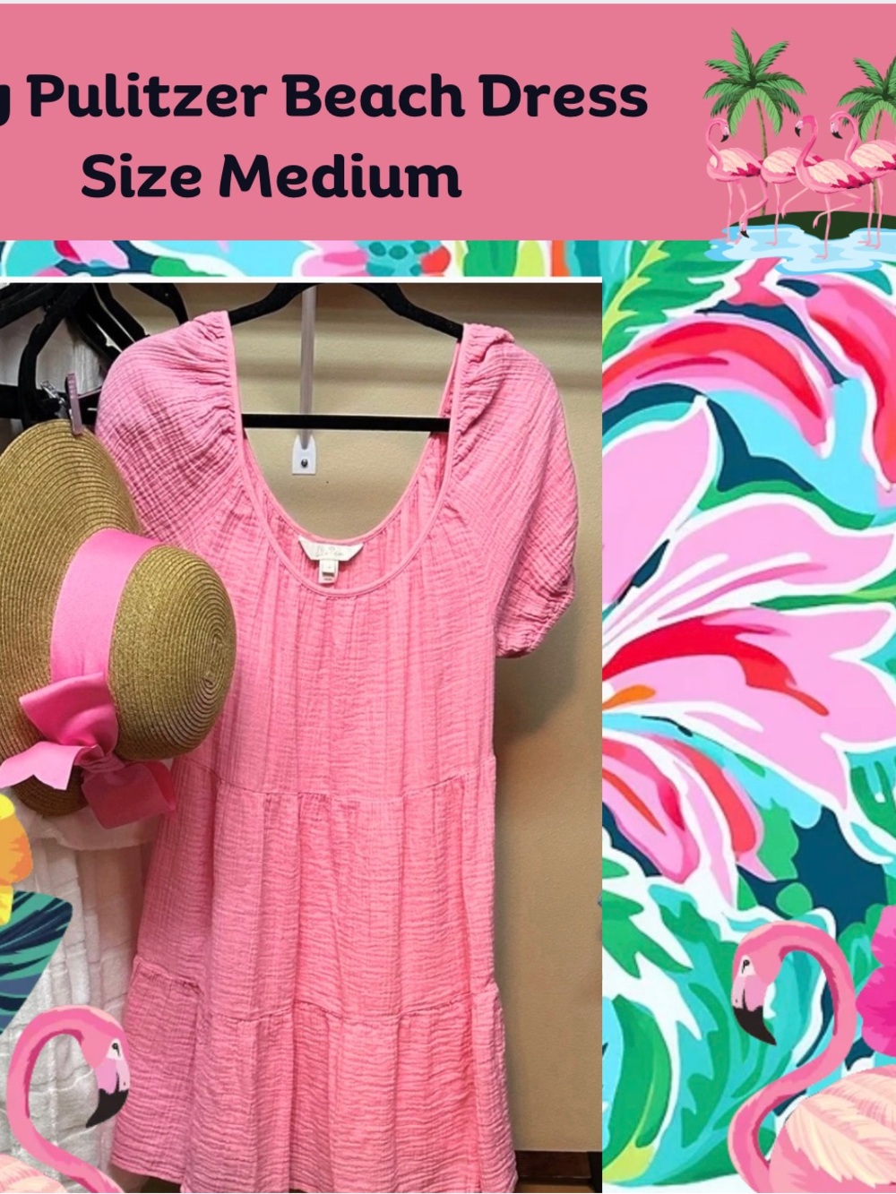 Lilly Pulitzer Pink Flowy beach dress, size medium